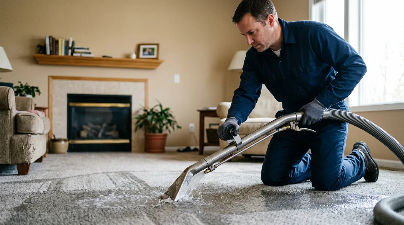 Water damage restoration technician working near Oran, MO